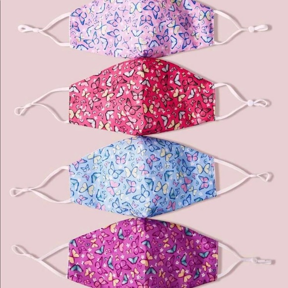 Accessories - 4pc multicolored butterfly pattern face mask set
